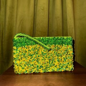 Green and Yellow Beaded Clutch